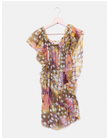 Hashun - BLUSA ESTAMPADA SEMITRANSPARENTE